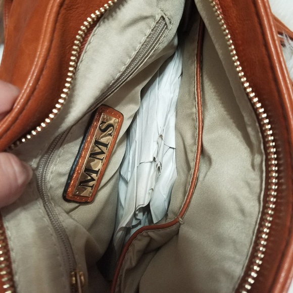 Brown faux leather fringe crossbody purse handbag - Picture 4 of 7